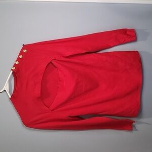 Bold Elements red mock turtleneck sweater with cut out chest area size large
